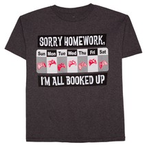 Gildan Boy&#39;s T Shirt Sorry Home Work All Booked Up Size Small 6-7 Gray NEW - £7.17 GBP