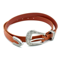 MADEWELL women&#39;s sz M L orange Italian leather belt - silver Southwestern buckle - £19.61 GBP