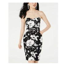 B Darlin Junior Women 13/14 Black White Floral Pocket Strapless Sheath Dress NWT - £16.61 GBP