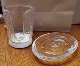 Acrylic Bathroom Set Soap Dish &amp; Paper Cup Holder 2 Piece Clear &amp; White ... - $8.90