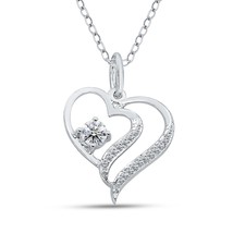 1.50CT CZ Diamond Solitaire Double Heart Pendant Necklace in 14k White Gold Over - £29.07 GBP