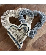 3 vintage heart shaped ruffle lace  wreath - Blue &amp; White - Cottage core - $33.36 CAD