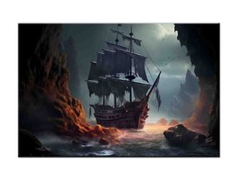 Art Print Pirates Ship BoatVI Oil painting Giclee on Canvas - $8.39+