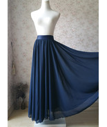 Navy Blue Floor Length Chiffon Skirt Plus Size Bridesmaid Chiffon Skirt - £50.16 GBP
