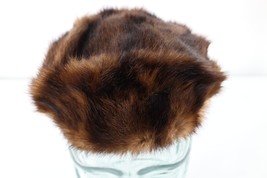 Vintage 40s 50s Streetwear Genuine Fur Pillbox Hat Cap Brown Womens Size 25 USA - £70.07 GBP