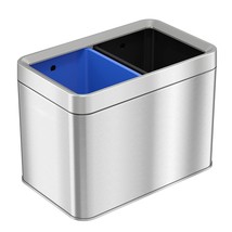 5.3 Gallon Dual Compartment Slim Open Top Waste Bin For Trash Can & Recycle Cont - £95.11 GBP