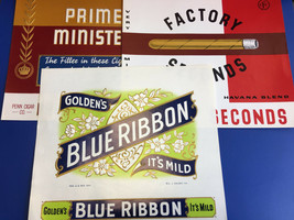 Vintage Variety Named Cigar Label Lot Prime Minister Factory Seconds Blu... - $59.99