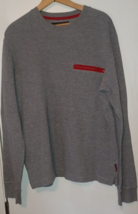 Abercrombie Men&#39;s XL Large Shirt Thermal Crew Neck Long Sleeve Gray Pocket - $9.99