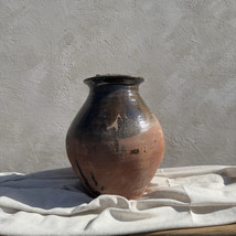 Antique Terracotta Vase, Rustic Turkish Pottery, Primitive Jug, Aged Vessel, Bro - £203.03 GBP