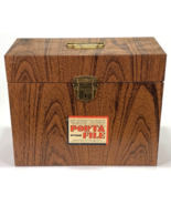 Vtg PORTA-FILE File Box-Mid Century Hammered-Wood Grain-No Key-10x12.5x5... - $23.04 CAD