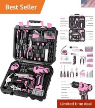 8V Pink Cordless Drill Kit - Essential 126-Piece Tool Set for Home Projects - $102.46