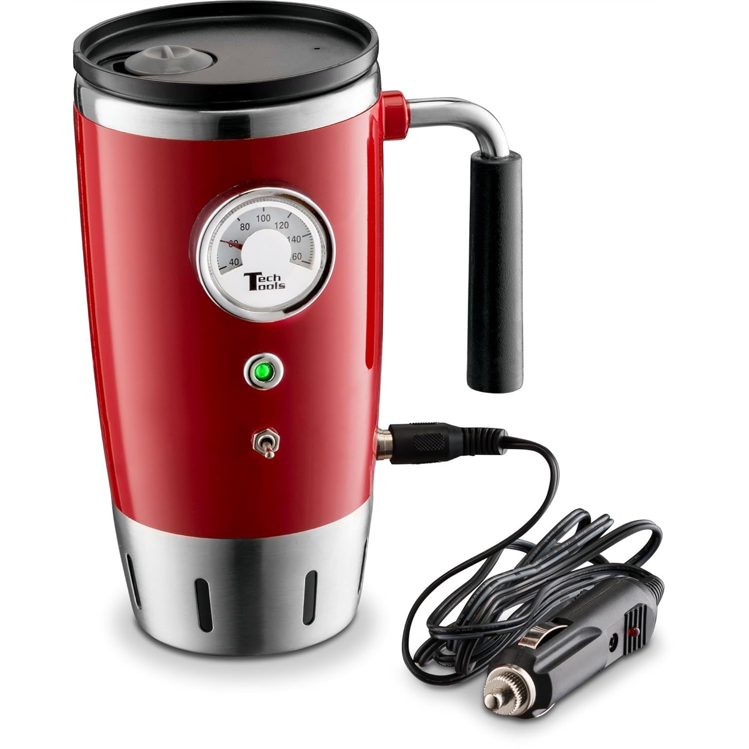 Heated Car Travel Mug - Keeps Your Bevrege Hot - Retro Style - Stainless Steel 1