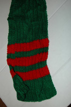 Vintage Green &amp; Red Stripe Long Scraf Wrap 59&#39; long 5&quot; Wide Warm Knit - $9.99