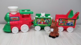 Fisher Price Little People Christmas sounds music train reindeer figure Vintage - £15.56 GBP
