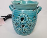 Scentsy Rustic Bloom Turquoise Wax Warmer Retired with Bulb Farmhouse Co... - $39.59