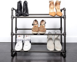 Real Home Innovations Modern Industrial Style 3 Tier Shoe Rack,, Satin Pewter - £35.95 GBP