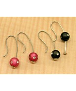 925 Sterling Silver pierced drop Earrings set of 2 lot pink red black rh... - £13.94 GBP