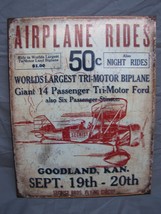 Retro Styled Airplane Rides Secrist Bros. Flying Circus Metal Airplane Sign - $29.69