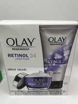 Olay Regenerist Retinol 24 + Peptide Night Moisturizer 1.6oz  Face Cleanser 5oz - £15.45 GBP