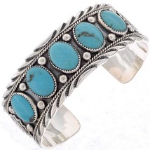 Navajo Sterling Silver Big Boy 5 Stone Turquoise Bracelet Mens Cuff s8-8.5 - £419.92 GBP+