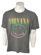 Nirvana Neon Smiley Face Graphic TShirt Dark Grey Large Band Tees Retro ... - $12.16