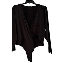 Black Tape 1X-Large Bodysuit Long Sleeves Surplice V-Neck Stretch Black New - £19.54 GBP