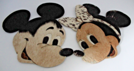 Walt Disney Vtg 60s Mickey and Minnie Cowhide Hanging Decor Made in Argentina - $158.94