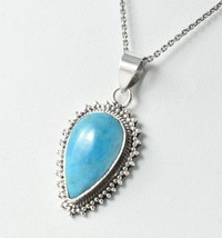 925 Sterling Silver Sleeping Beauty Turquoise Gemstone Handmade Pendant PS-2550 - £21.91 GBP