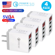 4 Pack 3-Port Fast Quick Charger Led Charge Usb Hub Wall Power Adapter Us Plug - £19.97 GBP