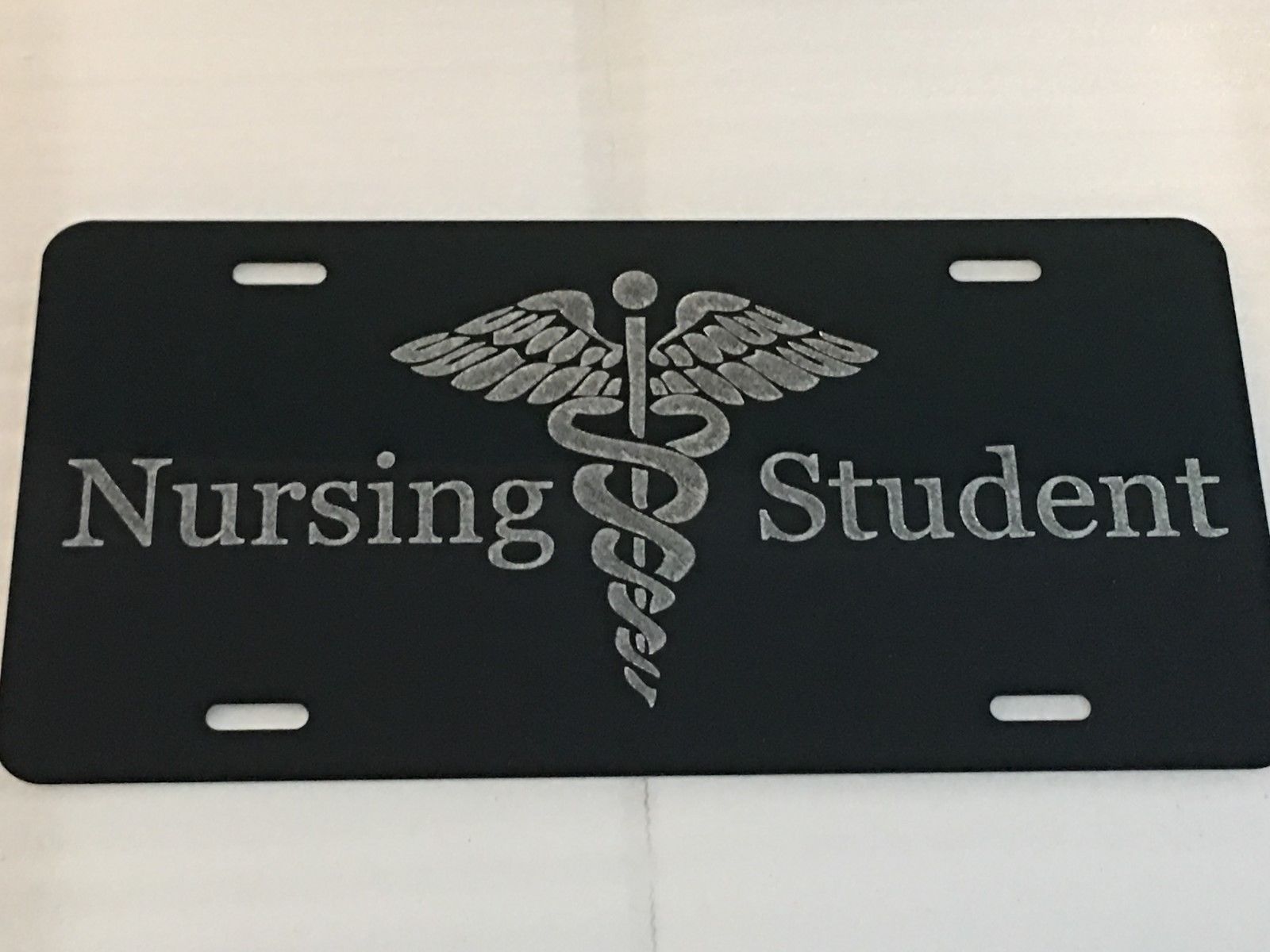 NURSING STUDENT LOGO Car Tag Diamond Etched on Aluminum License Plate