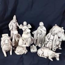 Vintage 10 Pieces Nativity Set Christmas Creche Manger Figurines 1979 Creme 9 In - £48.73 GBP