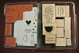 Stampin Up! &quot;Like It A Latte&quot; Stamp Set of 11 Wood Mounted Rubber Stamps - £12.60 GBP