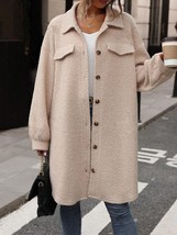 Button Up Drop Shoulder Sherpa Coat - $47.24