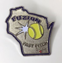 Fuzion Fastpitch Softball Pin Metal &amp; Enamel Fast Pitch Darien Wisconsin - £10.26 GBP