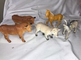 Plastic Farm Animals Lot of 5 Cows Horse Goat Sheep - $10.99