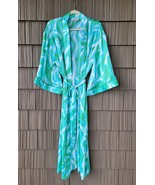 DVF Target Diane Von Furstenberg Long Satin Disco Zebra Green Robe Size ... - $28.45