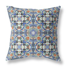 16&quot; X 16&quot; Blue And Orange Zippered Geometric Indoor Outdoor Throw Pillow Cove... - £47.62 GBP