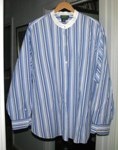 BLUE BLACK &amp; WHITE STRIPED SHIRT Woven Cotton  Plus Size 22W Ralph Lauren - $318.05 MXN