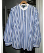 BLUE BLACK &amp; WHITE STRIPED SHIRT Woven Cotton  Plus Size 22W Ralph Lauren - €14,58 EUR