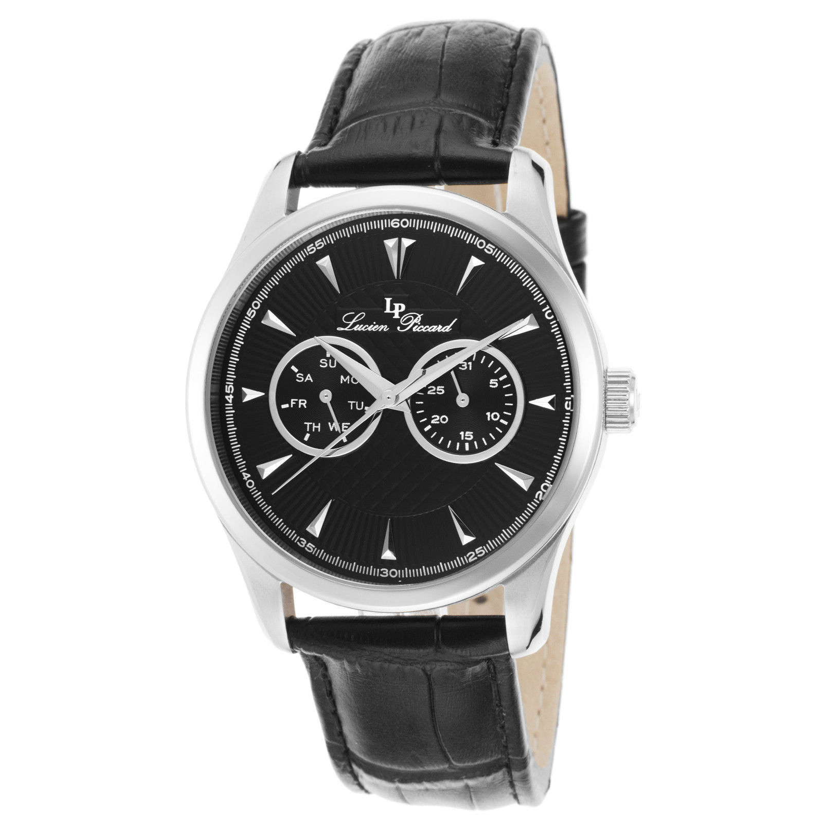 Primary image for NEW Lucien Piccard LP-12761-01 Mens Stellar 90th Anniversary Black Leather Watch