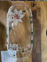 Mikasa Holiday Bloom Glass Canape Tray Poinsettias Handles Includes Orig... - $24.75