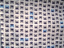Vintage Tiny Geometric Blue Gray Squares on White Background Cotton Fabric - $12.99