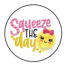 30 Squeeze The Day Lemon Envelope Seals Labels Stickers 1.5&quot; Round Tags - £5.90 GBP