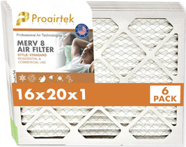 Proairtek AF16201M08SWH Model MERV 8 16x20x1 Air Filter (Pack of 6) - $84.99