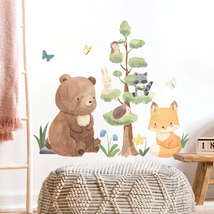 Nursery Stickers,Wallpaper girl-boy room,Watercolor Decals, Little Bear sticker - £11.72 GBP