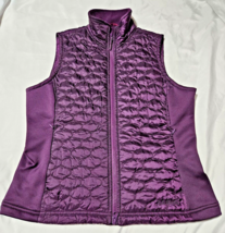 LL Bean Puffer Quilted Vest purple Thinsulate Zip Pockets Casual Womens Small S - $19.34