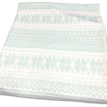 Snowflake Patterned Aqua and White Winter Fabric 106 x 64 Almost 3 yards - £17.79 GBP