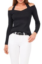 Vince Camuto Metallic Halter V-Neck Sweater in Rich Black Size XXL - $43.76