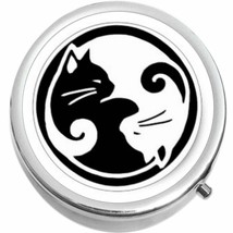 Yin Yang Cats Medicine Vitamin Compact Pill Box - $11.65