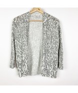 Chicos Cardigan Sweater Animal Print Metallic 3/4 Sleeve Gray Size 0 Small - $296.95 MXN